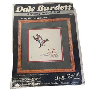 Vintage 1985 Dale Burdett Cross-Stitch Kit CK229"Flying Mallard with Cattails
